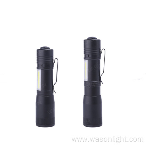 Compact Mini Zoom AA Pocket Clip Flashlight